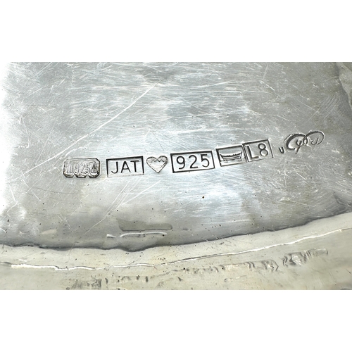 8 - Large 1988 modernist design finnish  silver tray measures approx 40cm dia weight 1201g