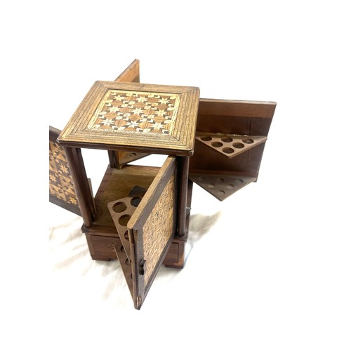 95 - Inlaid pipe rack box measures approx 60 inches square by 10 inches tall