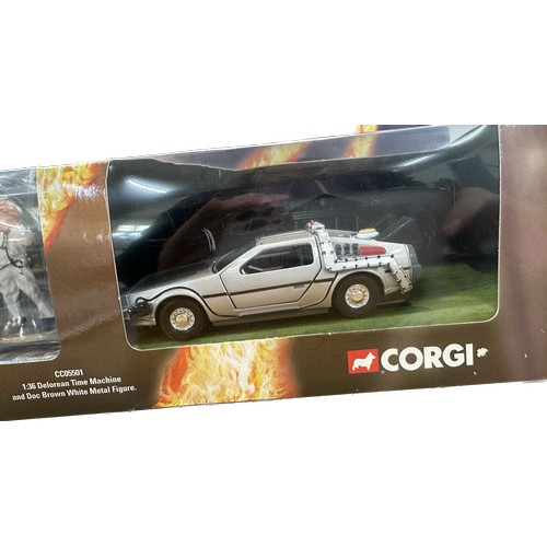 18 - Back To The Future Corgi CC05501 1:36 Delorean Time Machine And Doc Brown Figure