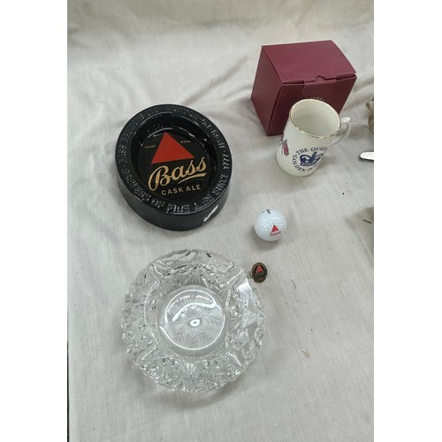 51 - Selection of vintage collectable items to include advertising ash trays, ice skating boots etc