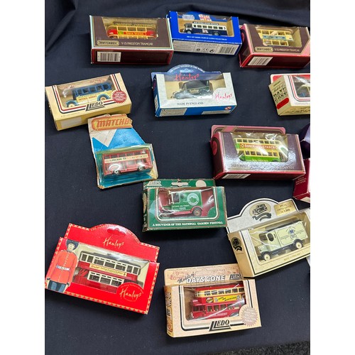 49 - 20 die-cast car and buses in original boxes by various manufactures