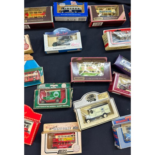 49 - 20 die-cast car and buses in original boxes by various manufactures