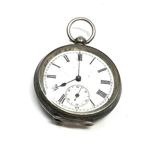 424 - Vintage Gents Sterling Silver Pocket Watch Key-wind Working