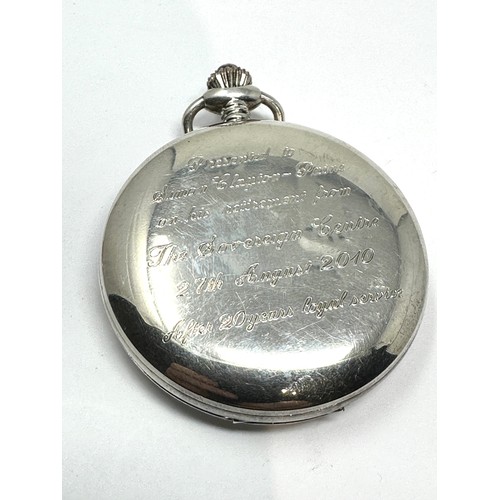 425 - Vintage Gents Sterling Silver Pocket Watch Hand-wind Working presentation engraved