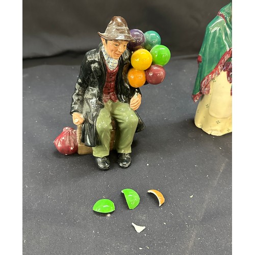 15 - Two vintage Royal Doulton figures ' The Balloon Man' and ' The Balloon seller', along with two Shell... 