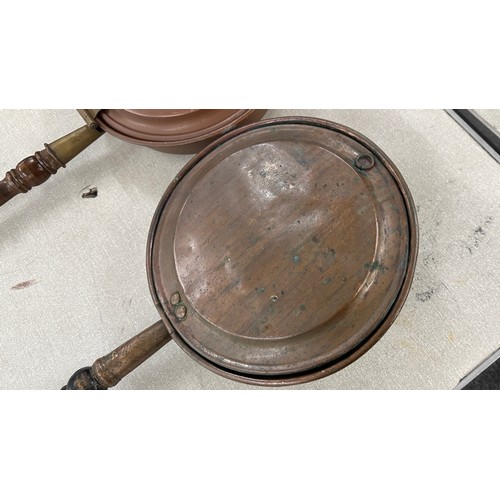 47 - 2 Vintage copper bed warming pans