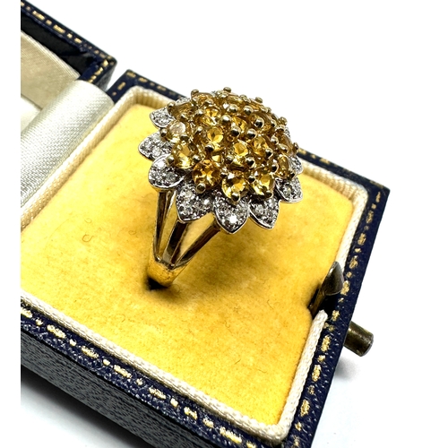 99 - 9ct gold diamond & yellow sapphire ring weight 3.4g