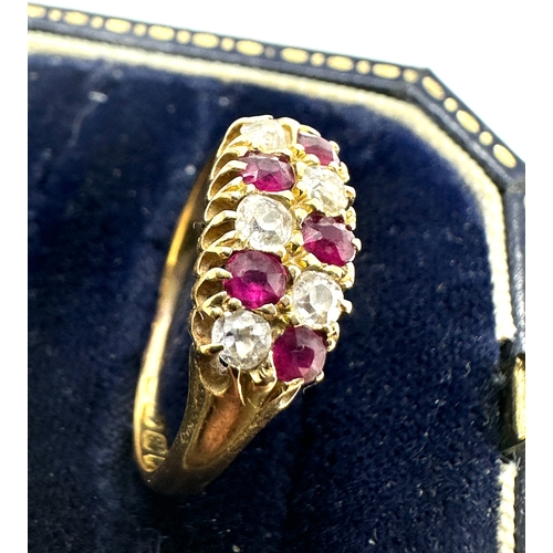 103 - antique 18ct gold diamond & ruby ring weight 3g