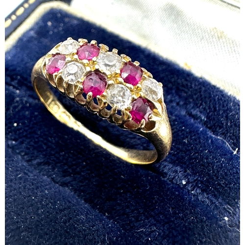 103 - antique 18ct gold diamond & ruby ring weight 3g