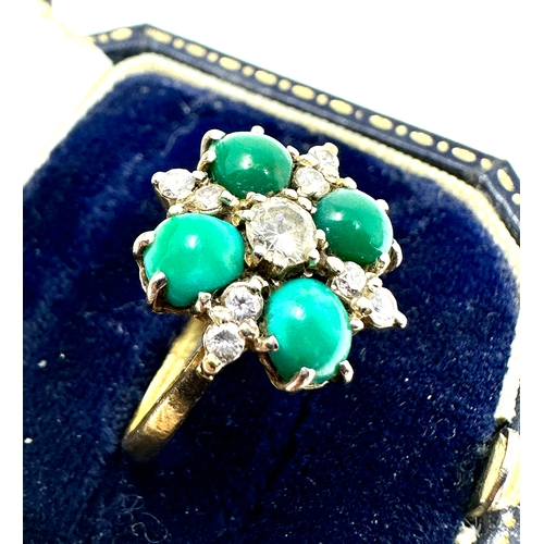 111 - antique 18ct gold diamond & turquoise ring weight 4.2g