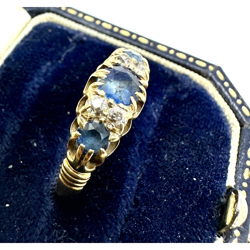 113 - Antique 18ct gold sapphire & diamond ring weight 3.6g