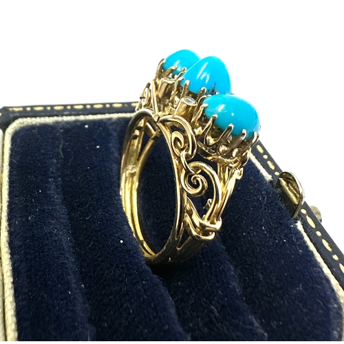 116 - 18ct turquoise & diamond ring weight 6.6g xrt tested as 18ct gold