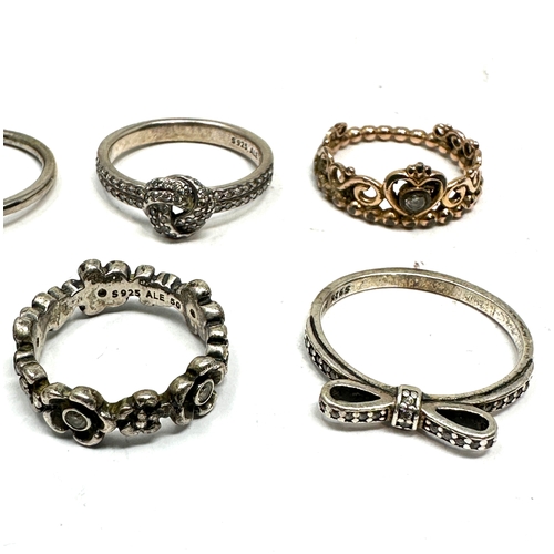 272 - 6 silver pandora rings