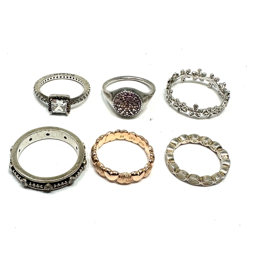 276 - 6 silver pandora rings