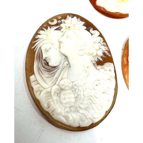 349 - 3 antique cameo shell brooch inserts largest measures approx 4.5cm by 3.5cm