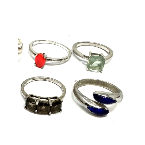 280 - 6 silver stone set rings