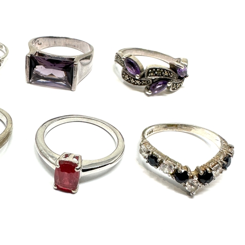 281 - 6 silver stone set rings