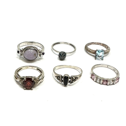 283 - 6 silver stone set rings