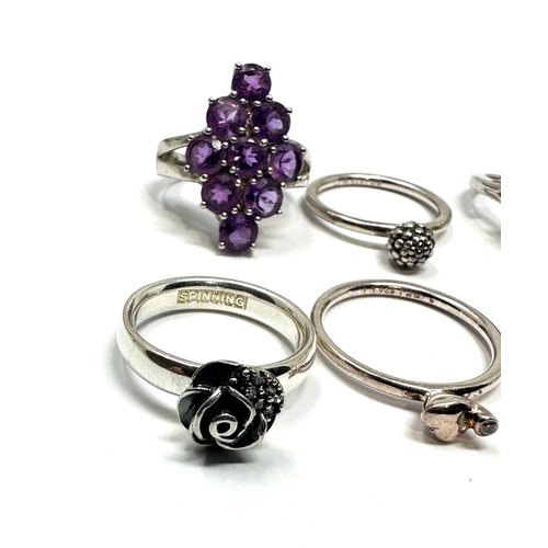 286 - 6 silver stone set rings