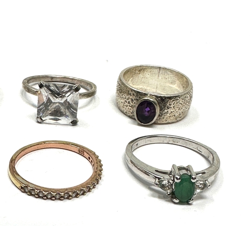 290 - 6 silver stone set rings