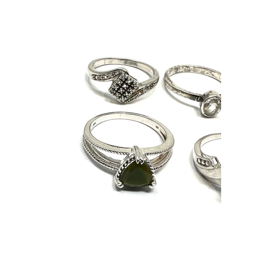 292 - 6 silver stone set rings