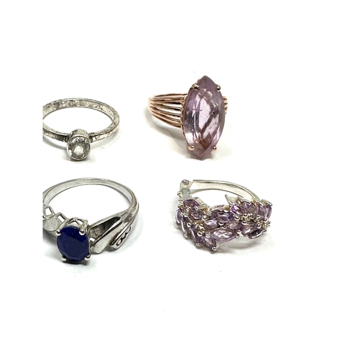 292 - 6 silver stone set rings