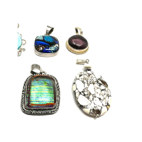 293 - 6 silver & stone set pendants weight 80g