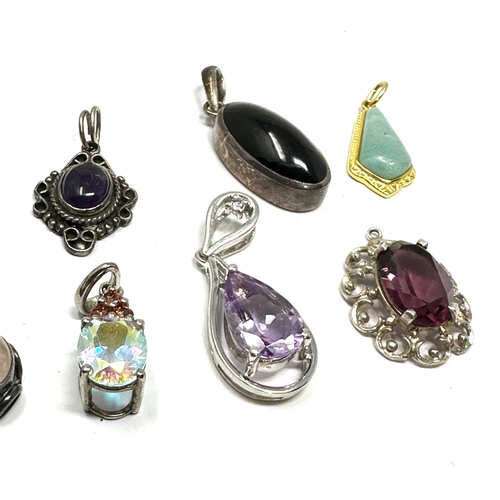 297 - selection of silver & gemstone set pendants weight 26g