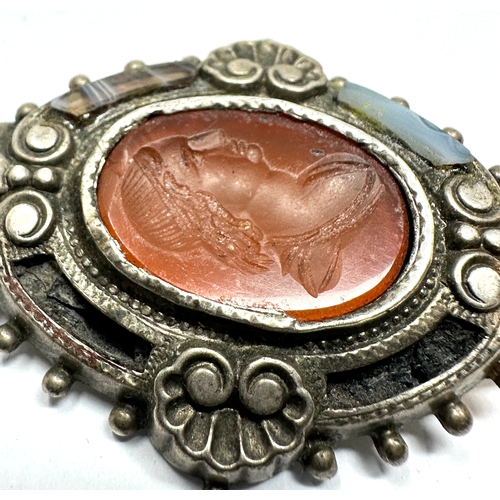 117 - antique roman intaglio of a woman set in later victorian scottish brooch the intaglio measures appro... 