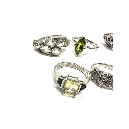 302 - 6 silver gemstone set rings