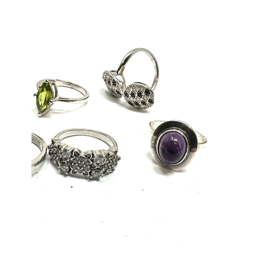 302 - 6 silver gemstone set rings