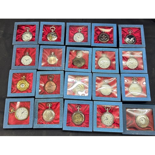 61 - Selection of 20 classic pocket watches within boxes together with collectors folder , all untested