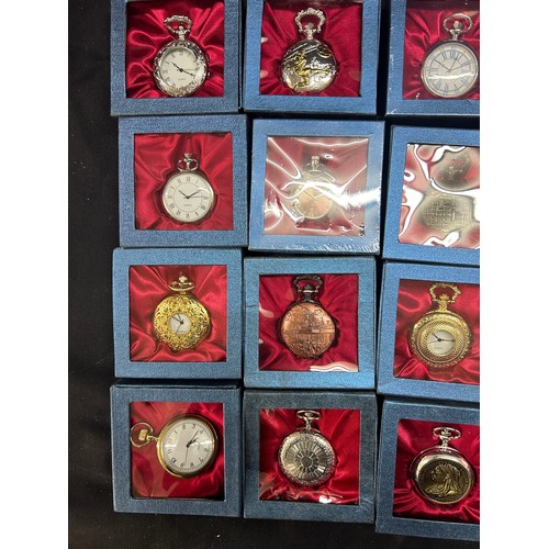 61 - Selection of 20 classic pocket watches within boxes together with collectors folder , all untested