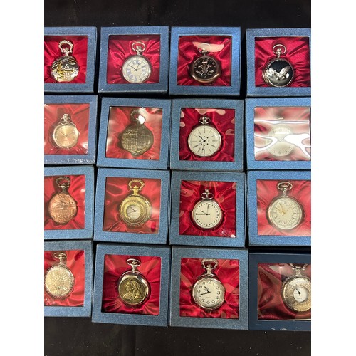 61 - Selection of 20 classic pocket watches within boxes together with collectors folder , all untested