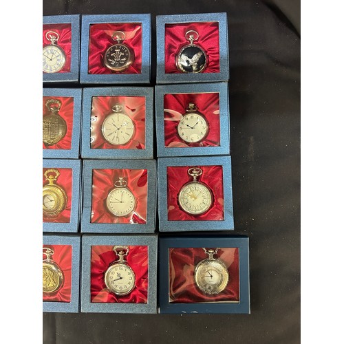 61 - Selection of 20 classic pocket watches within boxes together with collectors folder , all untested