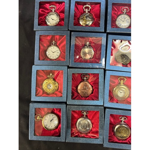 61 - Selection of 20 classic pocket watches within boxes together with collectors folder , all untested