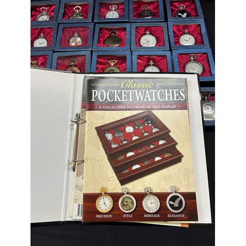 61 - Selection of 20 classic pocket watches within boxes together with collectors folder , all untested