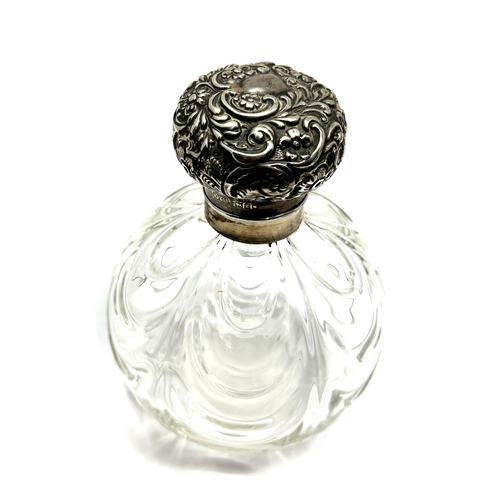 6 - Antique silver top Perfume bottle measures approx height approx 21cm London silver hallmartks