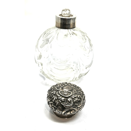 6 - Antique silver top Perfume bottle measures approx height approx 21cm London silver hallmartks