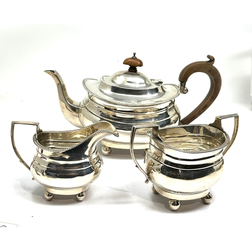 7 - three piece silver tea service birmingham silver hallmarks makers alan clark Co Ltd London weight 56... 