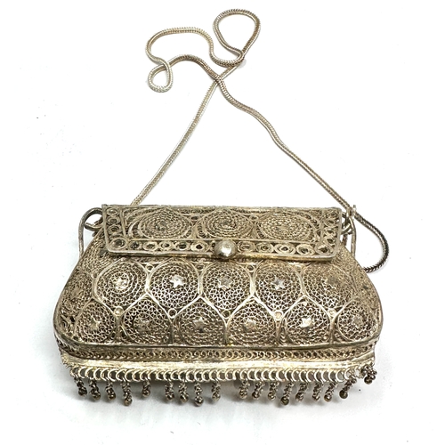 9 - Silver Filigree Purse Bag marked BJI  xrt tested as 925 silver weight 123g