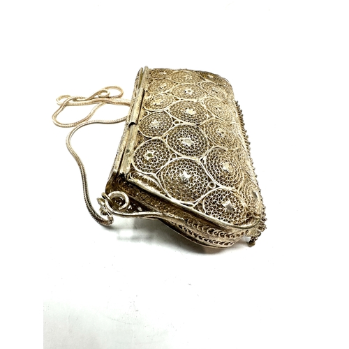 9 - Silver Filigree Purse Bag marked BJI  xrt tested as 925 silver weight 123g