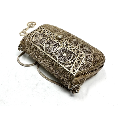 9 - Silver Filigree Purse Bag marked BJI  xrt tested as 925 silver weight 123g