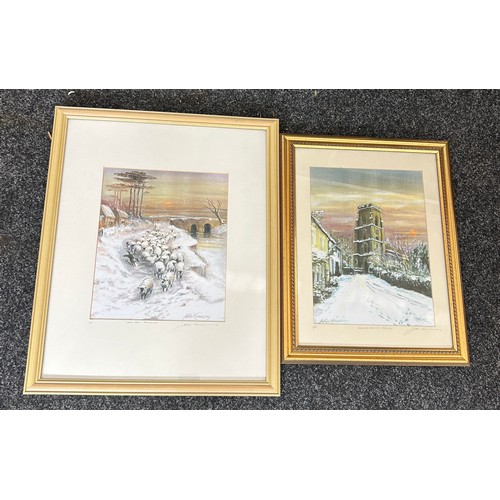 75 - 2 framed limited edition prints by John Kennedy, number 3 and 4 of 50. Christmas morning Rothley, Da... 