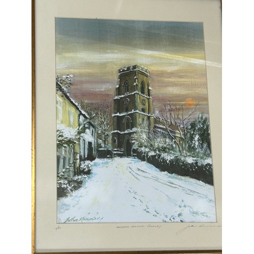 75 - 2 framed limited edition prints by John Kennedy, number 3 and 4 of 50. Christmas morning Rothley, Da... 