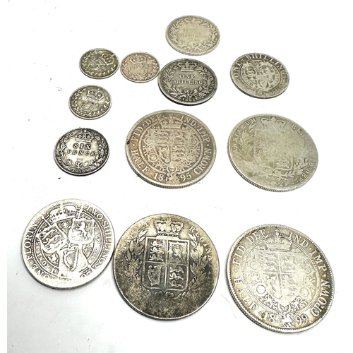 397 - selection of silver victorian coins half crowns florin shilling sixpence & threepence coins weight 8... 