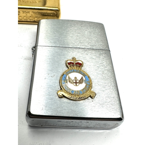 471 - 3 Zippo lighters royal air force royal marines & gold crew