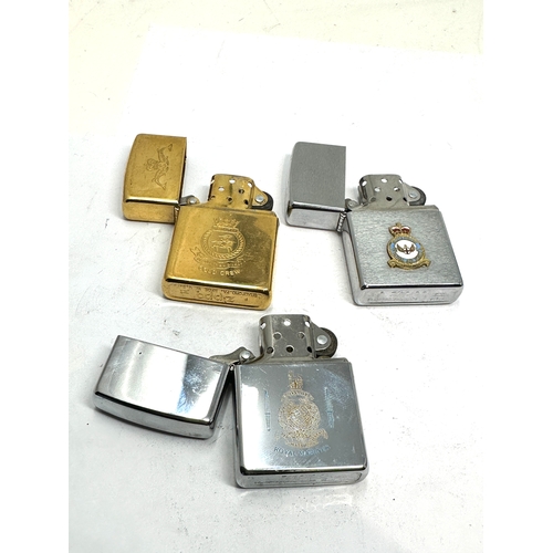 471 - 3 Zippo lighters royal air force royal marines & gold crew