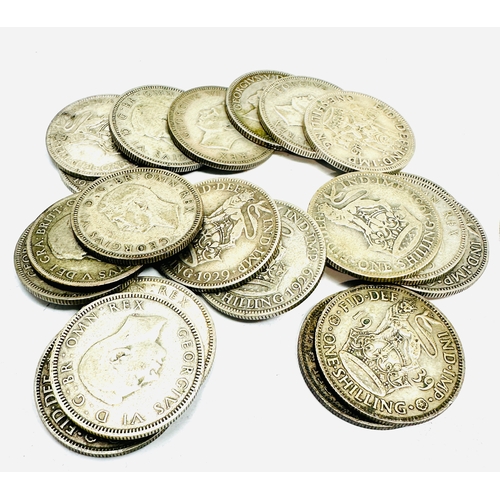 400 - selection of pre 1947 silver coins inc half crowns  two shillings & shillings weight 219 g