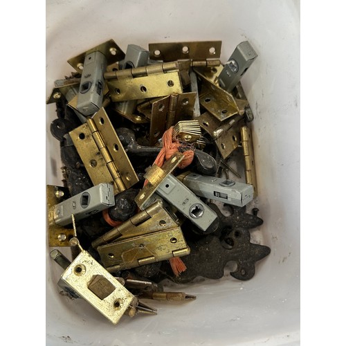 279 - Selection of vintage cast door handles, hinges, letter box etc